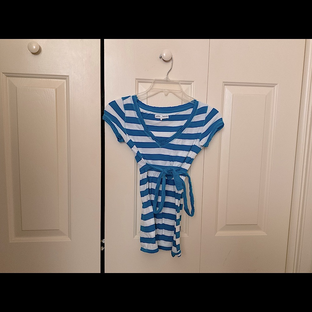 Aeropostale Blue And White Striped Blouse (Size SP)